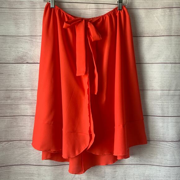 Bright Coral Pink Swimsuit Cover Up Skirt Elastic Tie Waist Size XXL - Picture 2 of 16